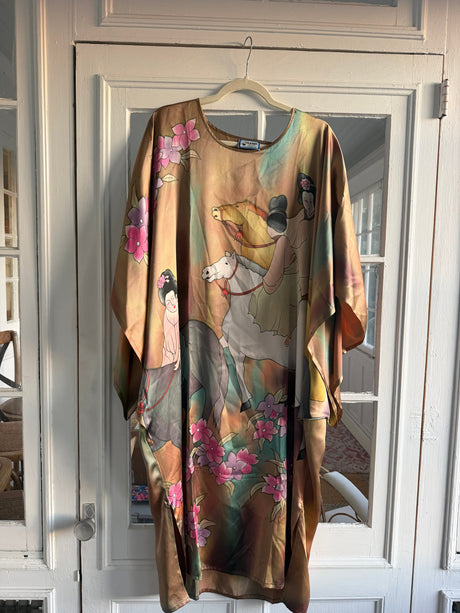 100% silk printed kaftan - sku tuv #22345