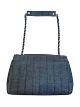 Chanel grey denim chocolate bar flap bag