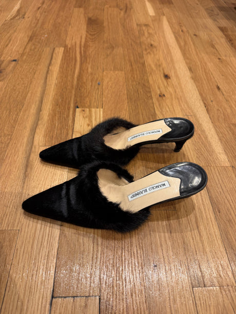Ultra Rare vintage mink and pony hair Manolo Blahnik - TUV #314532 size 7/7.5