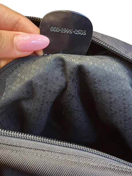 Gucci black nylon tote bag with bamboo handles