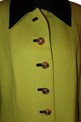 Escada lime green blazer with black velvet details