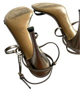 Gucci Tom Ford GG metallic grey ankle strap heels (9)
