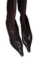Escada brown boots with tortoise shell logo (37.5)
