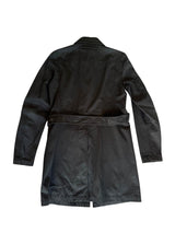 Prada 2004 black trench coat with silver belted eyelets (sz 42)