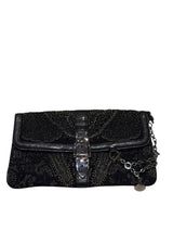 Gucci limited edition black beaded silver belt buckle clutch