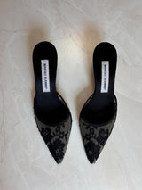 Manolo Blahnik EU 36 Black Lace Pointed Toe Mule