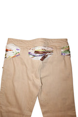 Roberto Cavalli khaki capri pants with scarf detail