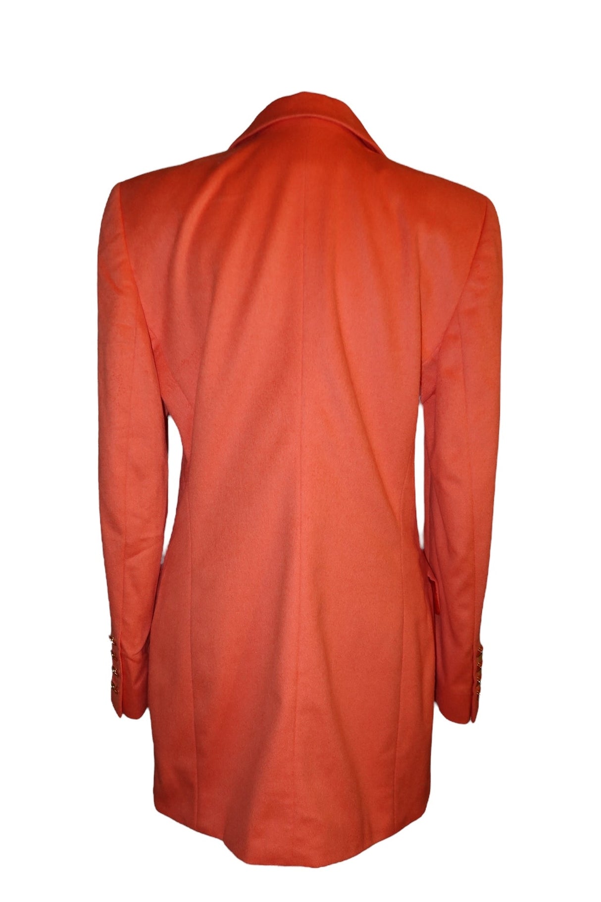 Escada orange coral blazer with gold buttons