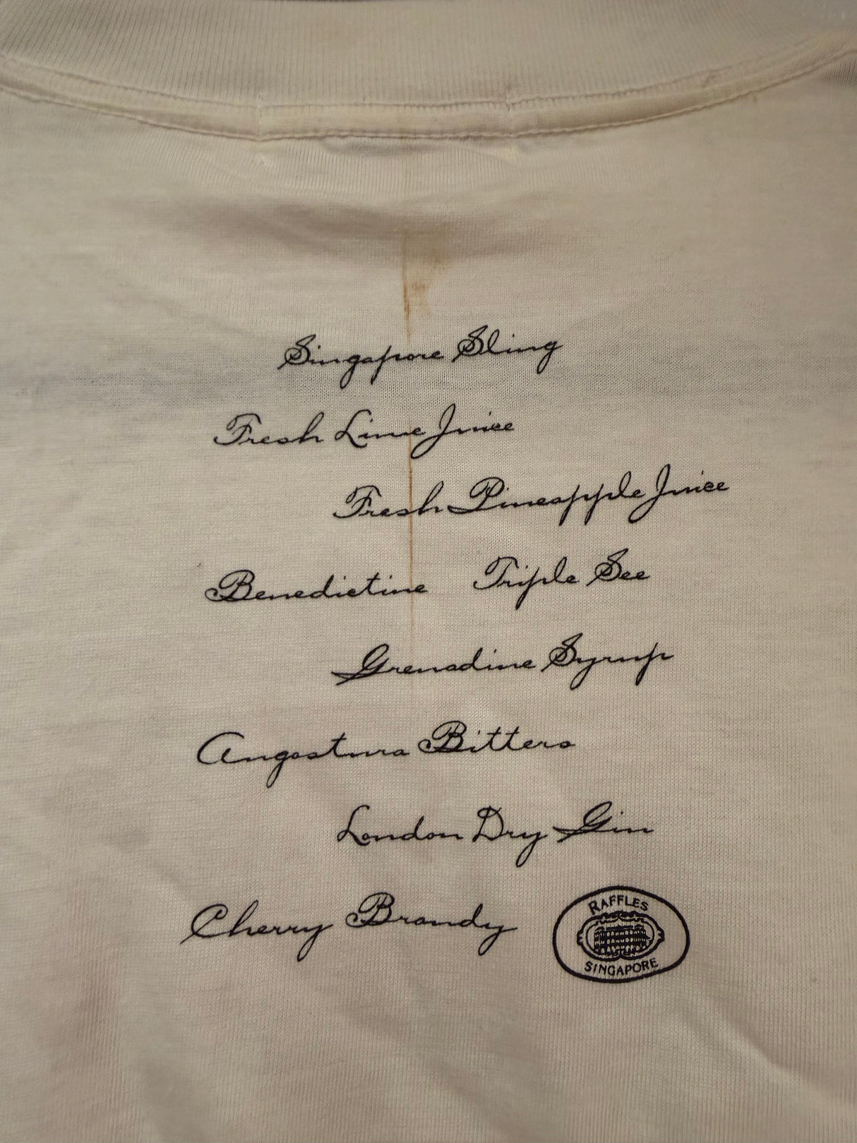 1990s “as is” Raffles Hotel Singapore Tee can fit xs - xl - TUV #321685