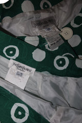 Yves Saint Laurent green and white polkadot set