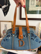 Vintage Christian Dior Floral Embroidered Denim Detective Bag (John Galliano Era) - SKU TUV #6
