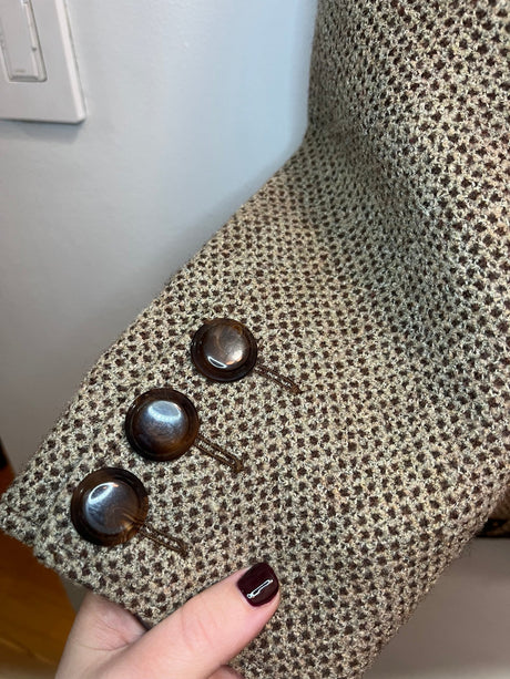 Valentino boutique Brown Tweed blazer with brown and gold details size 8