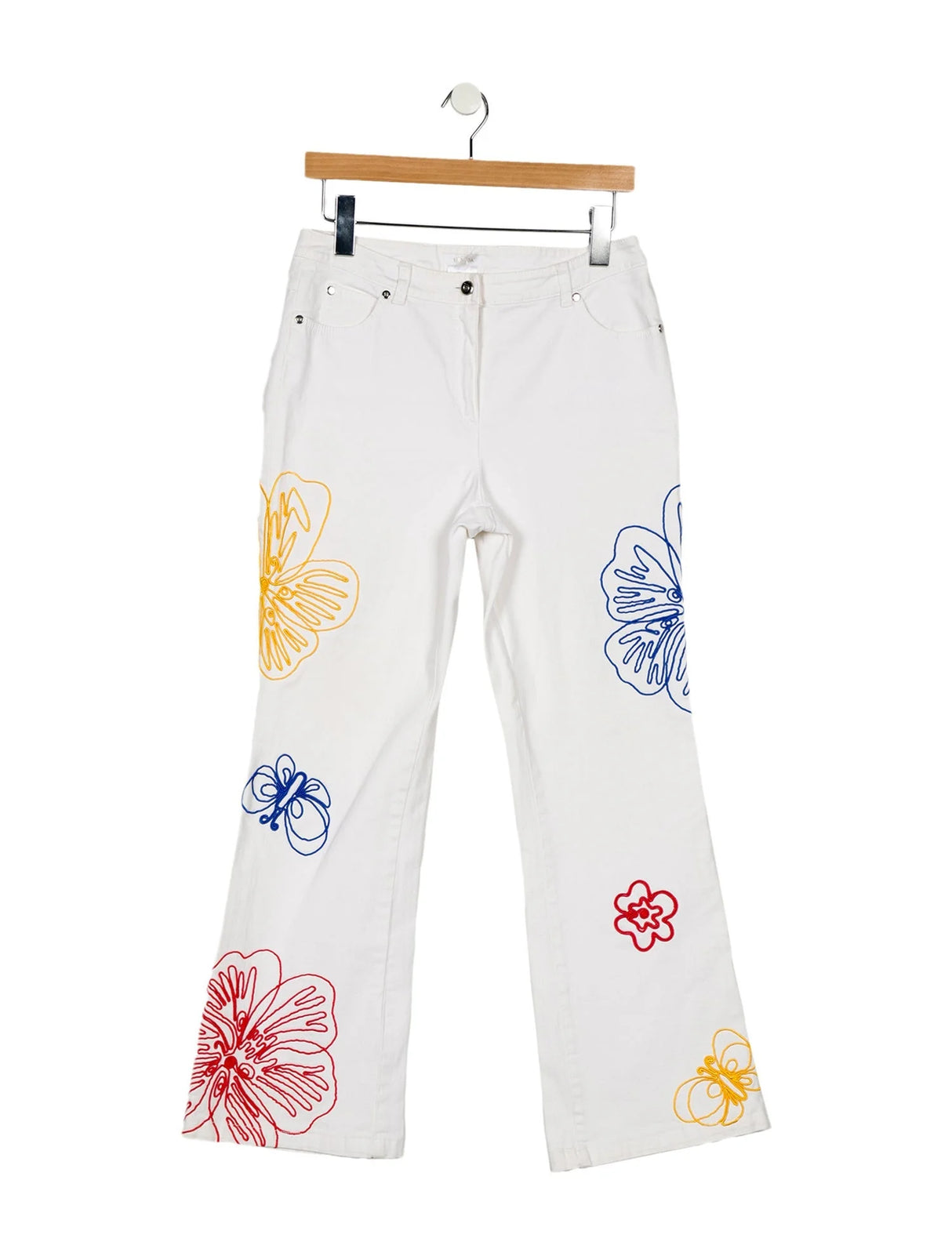 Escada Embroidered Wide Leg Jeans