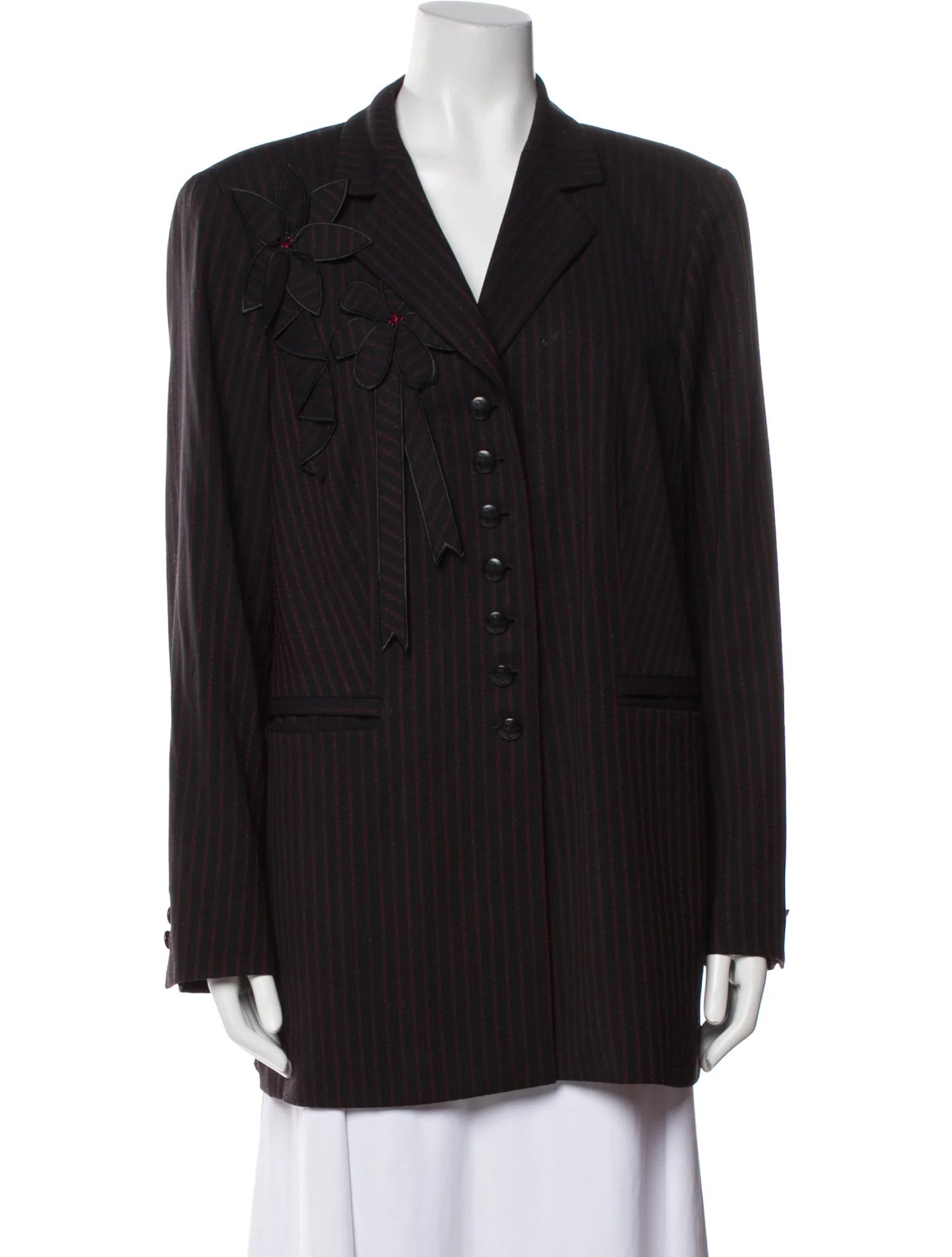 Escada Flower and Stripe Embellished Blazer