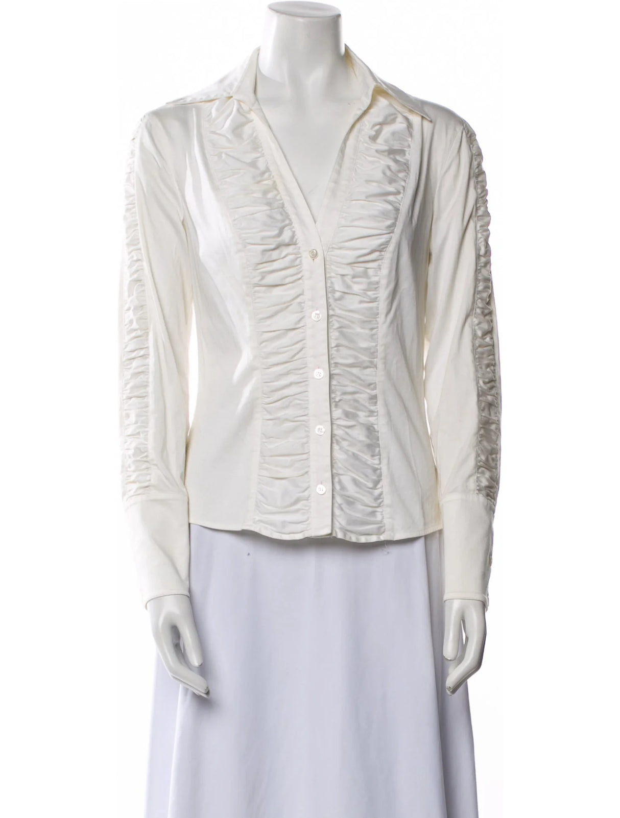 Escada V-Neck Button-Up Top
