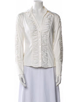 Escada V-Neck Button-Up Top