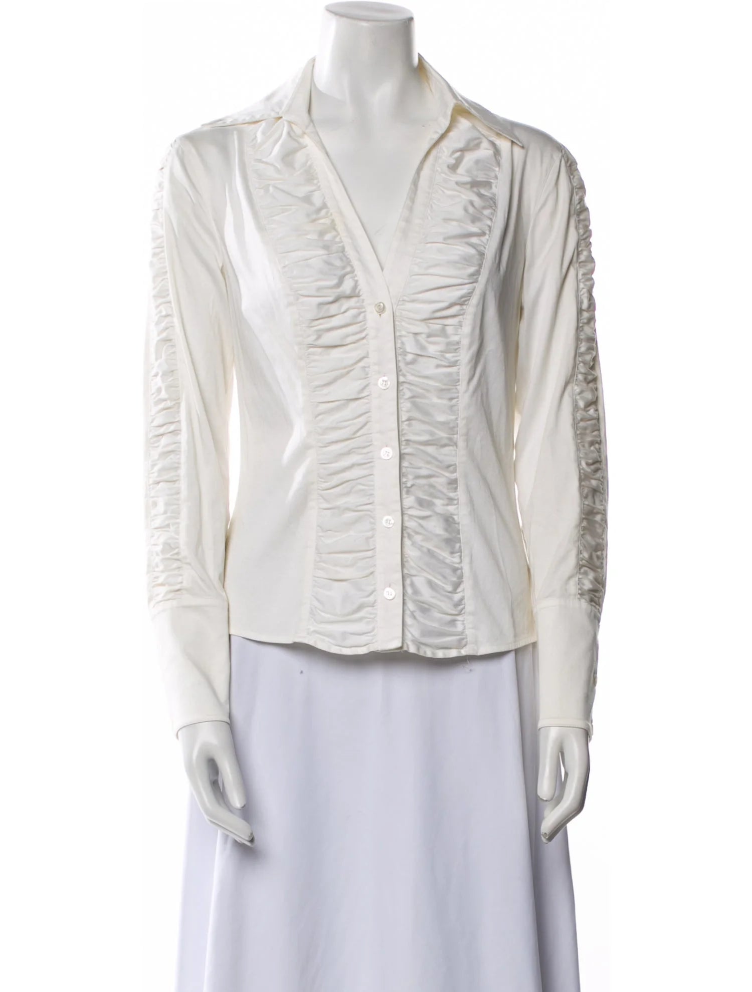 Escada V-Neck Button-Up Top