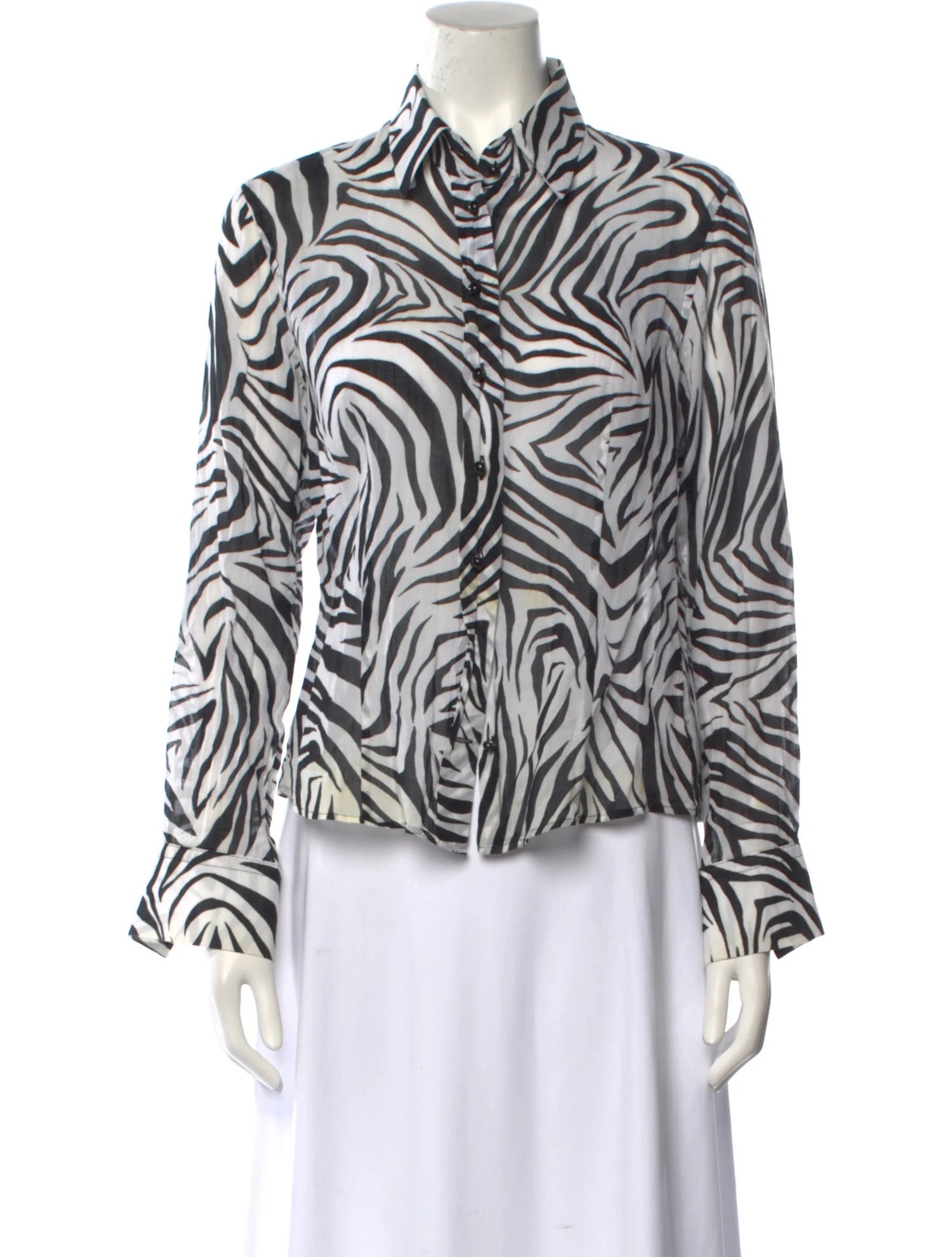 Escada Sheer Zebra Button-Up