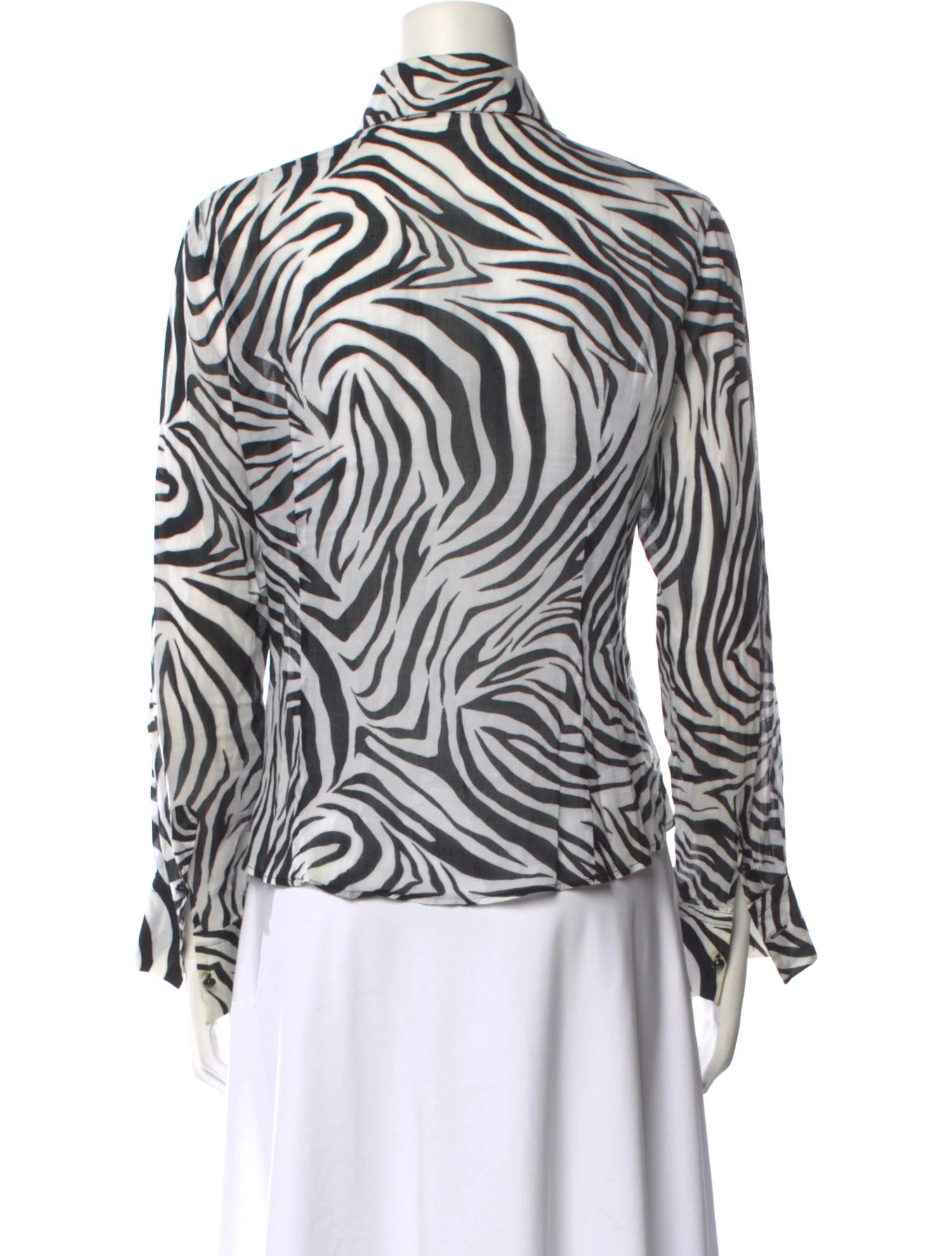 Escada Sheer Zebra Button-Up