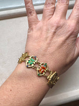 18K Gold & Pristine Enamel Egyptian Revival Scarab Bracelet