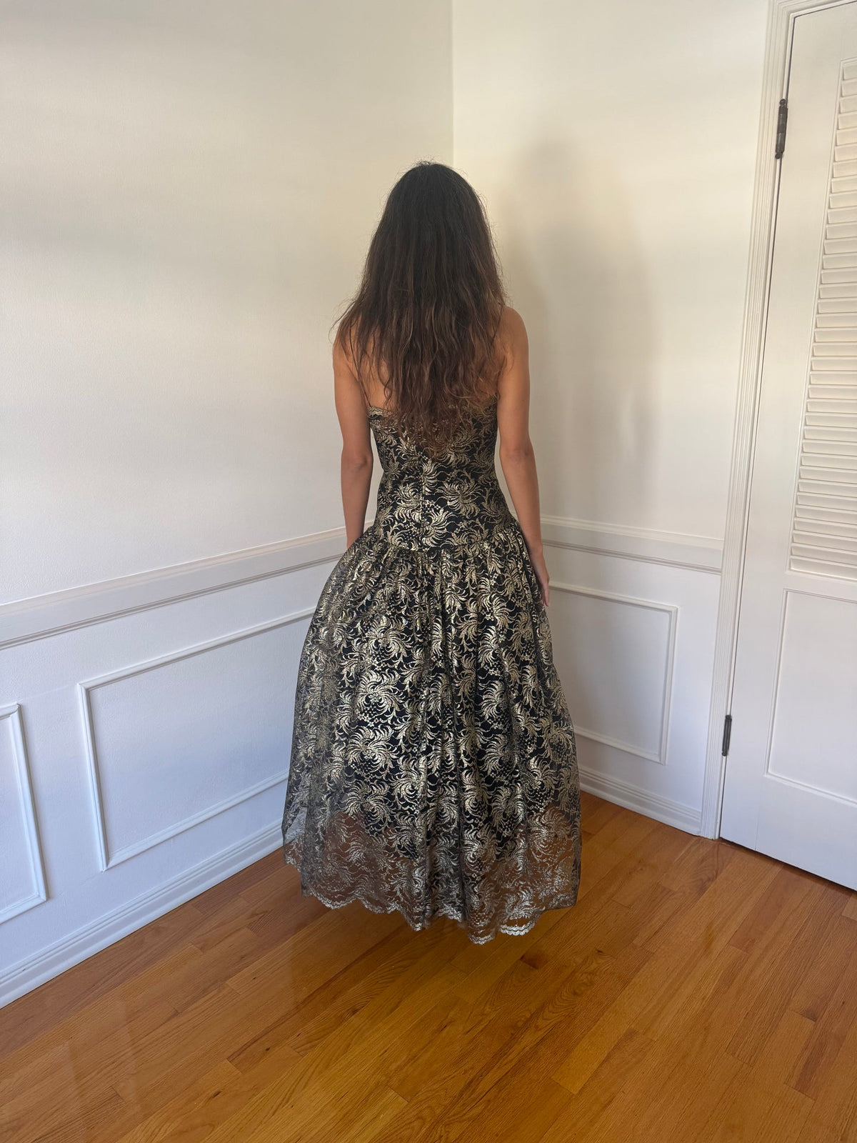 Saks Fifth Avenue Black and Gold Gown