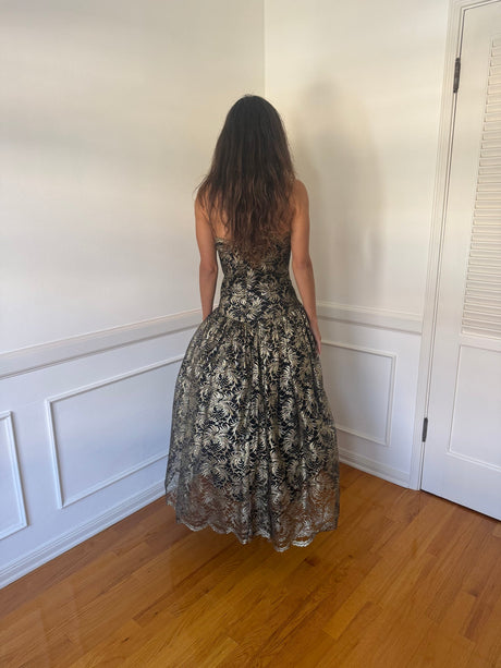 Saks Fifth Avenue Black and Gold Gown