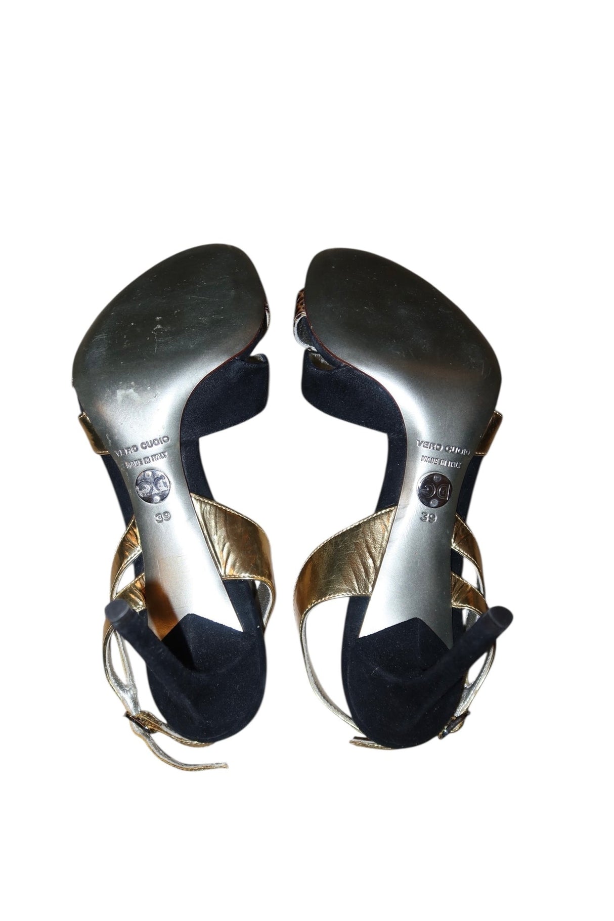 Dolce & Gabbana black suede, gold leather and snakeskin heels (39)