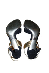Dolce & Gabbana black suede, gold leather and snakeskin heels (39)