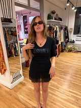 Age gets better with wine black bedazzled tee - sku tuv #88775