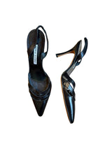 Manolo Blahnik black leather laser cut detail heels (38.5)