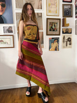 Vintage Wool Asymmetric Zip Midi Skirt