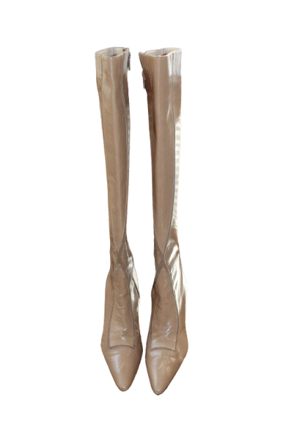 Beige Detail Knee-High Manolo Blahnik Boots