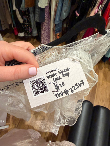White sheer lace top TUV #32567