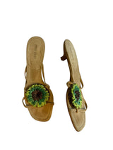 Miu Miu green flower sandal heels (38.5)