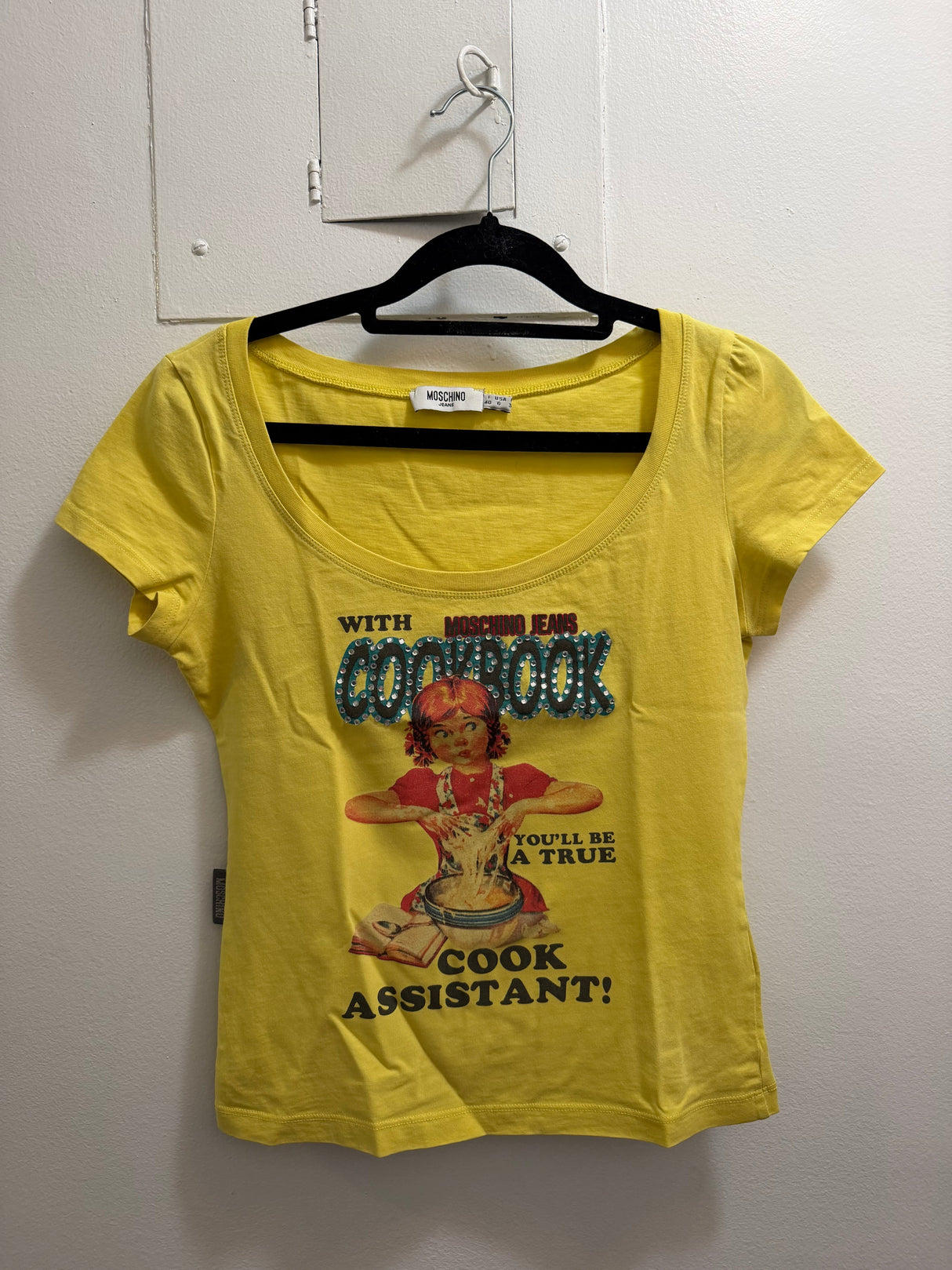 Moschino Jeans Yellow Cookbook Graphic Tee - TUV #34567