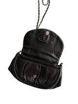 Chanel black CC caviar half moon wallet on chain bag