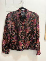 Black dress barn tang style jacket with pink and purple accents - TUV #00001
