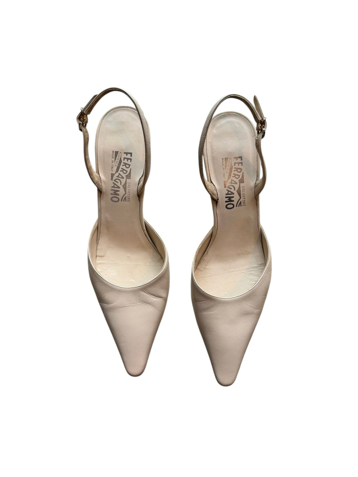 Salvatore Ferragamo ivory slingback heels (8.5)