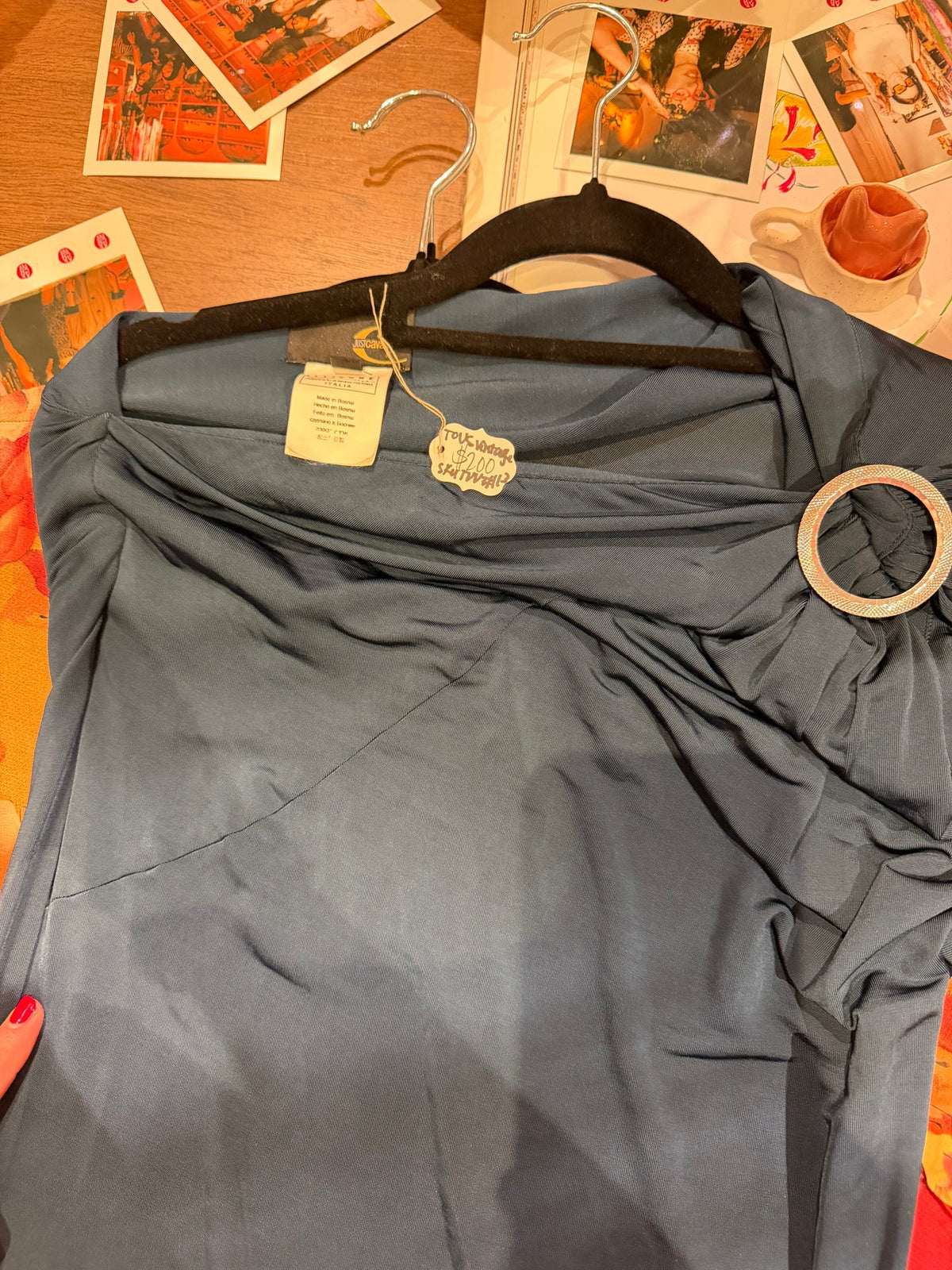 Just Cavalli Navy one shoulder dress