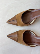 Coach US 10 Brown Suede Leather D'Orsay Pointed Toe Pump
