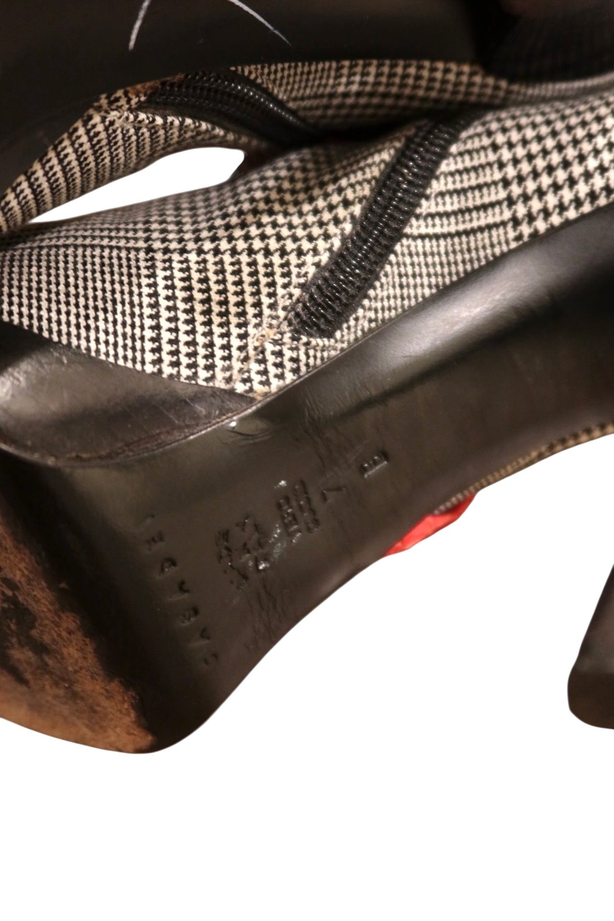 Casadei gray plaid boots with red snakeskin details (7)