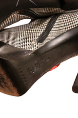 Casadei gray plaid boots with red snakeskin details (7)