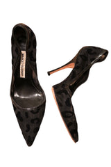 Manolo Blahnik black leopard mesh heels (38)