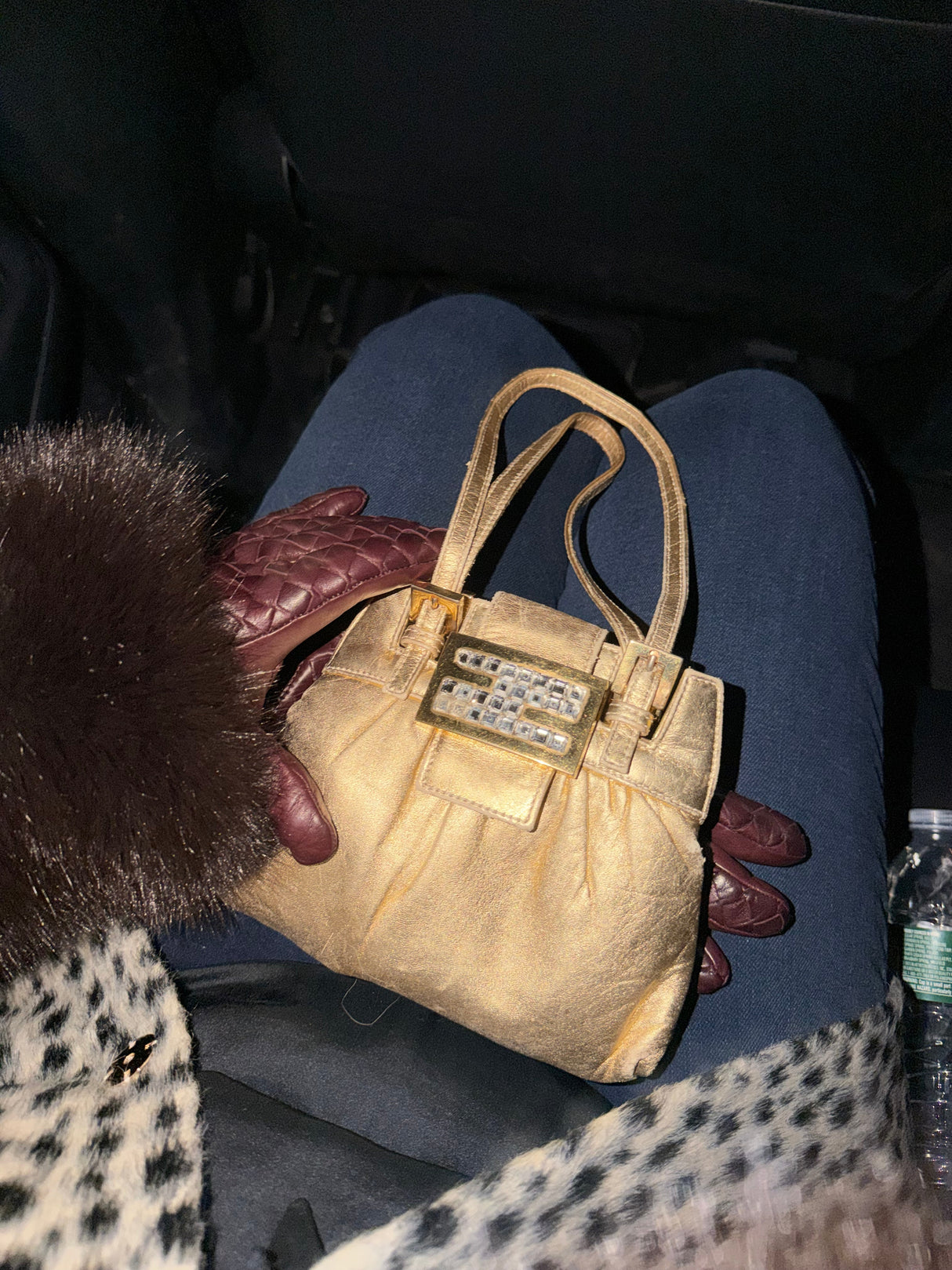 Rare Mini Gold Crystal Embellished Vintage Fendi