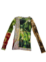 Jean Paul Gaultier 1998 soleil multi print long sleeve mesh top (S)