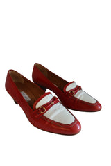 Celine red and white loafers with gold hardware (39)