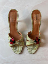 Coach US 8 Sage Green Monogram Canvas Mule Sandal