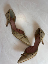 Prada EU 37.5 Authentic Light Brown Suede Pointed Toe Kitten Heel Mule
