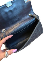 Chanel grey denim chocolate bar flap bag