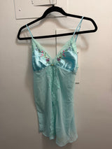 Blue lacy tank with floral details